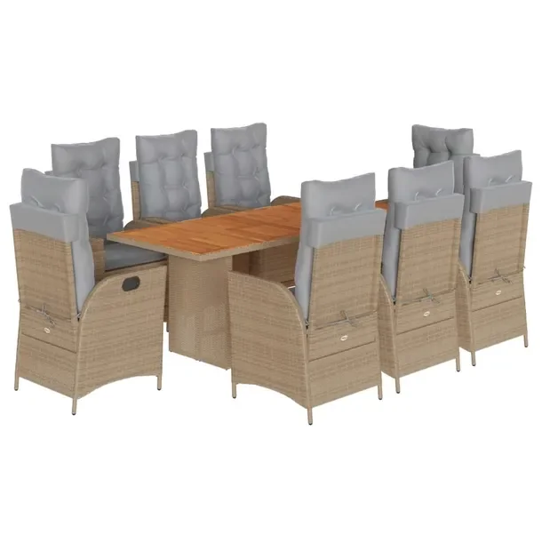 Zestaw mebli ogrodowych 190 x 80 x 74 cm, beżowy, rattan PE, stal, drewno