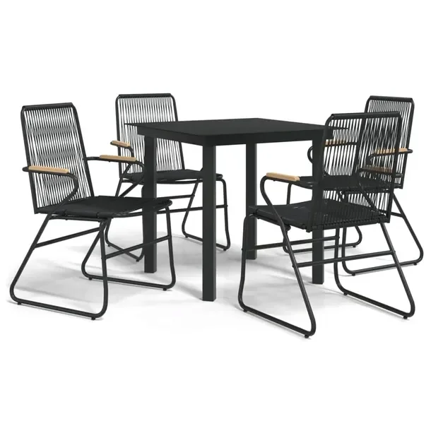 Zestaw Mebli Ogrodowych z Rattanu PVC i Stali, Czarny, Krzesło 59x58x85,5