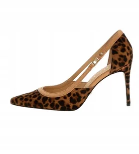 GUESS PÓŁBUTY DAMSKIE PANTERKOWE Z PASKAMI SKÓRA NATURALNA 40 GNA - Półbuty damskie - miniaturka - grafika 1