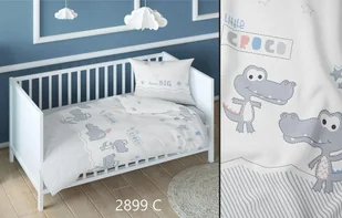 Pościel bawełniana 160x200 krokodyle biała szara dziecięca zapinana na suwak KARO Bawełna Max - Pościel dla dzieci - miniaturka - grafika 1