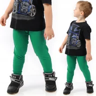 Legginsy - Getry chłopięce Długie legginsy Spodnie Zielone 146 - miniaturka - grafika 1
