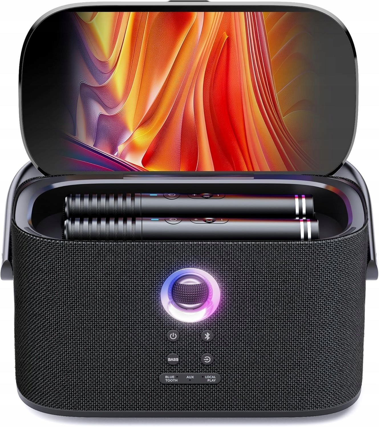 Ikarao zestaw karaoke Głośnik z 2 mikrofonami 140W Bluetooth HDMI