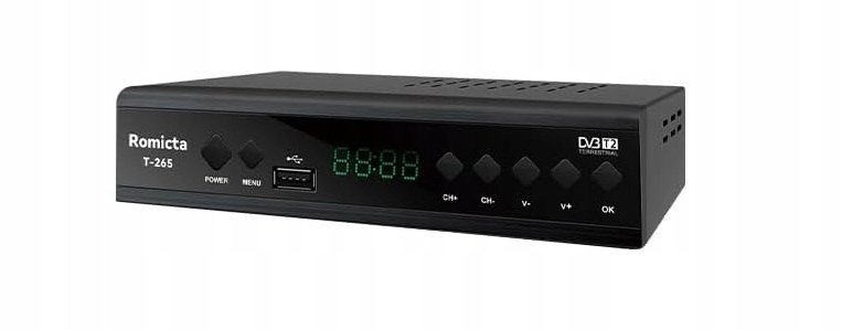 Romicta DVB-T2 2024 Dekoder HEVC H.265 Full HD z PVR i USB