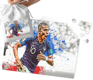 PUZZLE - KYLIAN MBAPPE WZORY DLA MAŁEGO PIŁKARZA 24el + WORECZEK - Puzzle - miniaturka - grafika 1