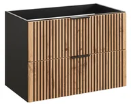 Szafki łazienkowe - WISZĄCA Szafka do Łazienki CZARNA 80 cm RYFLOWANA - miniaturka - grafika 1