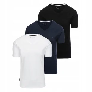 Komplet koszulek z dekoltem V 3-pak - mix biały/granatowy/czarny V1 Z100 XL - Koszulki męskie Komplet koszulek z dekoltem V 3-pak - mix biały/granatowy/czarny V1 Z100 XL - Koszulki męskie - miniaturka - grafika 1