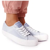 Trampki damskie - Damskie Tenisówki Na Platformie Lee Cooper LCW-21-31-0123L Niebieskie - miniaturka - grafika 1