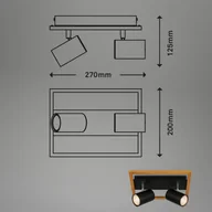 Lampy sufitowe - Briloner Reflektor sufitowy Frey drewniana rama GU10 czarny 2-punktowa - miniaturka - grafika 1