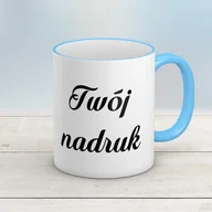Kubki - Kubek CLASSIC błękitnym uszkiem z Twoim nadrukiem - miniaturka - grafika 1