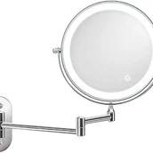 Lusterka do makijażu - Lustro do makijażu dwustronne, 20 cm, montowane na ścianie, z akumulatorową diodą LED, regulacją temperatury barwowej, 3-krotnym powiększeniem, w kol - miniaturka - grafika 1