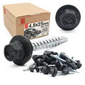 Wkręty - Blachowkręty wkręty farmerskie 4,8x25mm RAL716 antracyt 250szt. - miniaturka - grafika 1