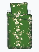 Pościel - Pościel z mikrofibry 140x200 Correy II zielona kwiaty poszewka 70x90 - miniaturka - grafika 1