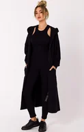 Bluzy damskie - Bluza długa jak parka czarna M729, Kolor czarny, Rozmiar L/XL, MOE - Primodo.com - miniaturka - grafika 1
