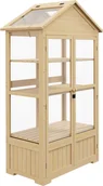 Szklarnie ogrodowe - Outsunny drewniana zimna rama Zamykana szklarnia Szklarnia z 4 poziomami, świetlik, zimna rama z podwójnymi drzwiami, do ogrodu, balkonu, natury, 100 x 56,5 x 178 cm - miniaturka - grafika 1