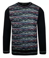 Swetry męskie - Sweter Granatowo-Szary z Okrągłym Dekoltem, Wzór Geometryczny, Męski, U-neck -YAMAK - Yamak - miniaturka - grafika 1