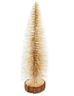 Choinka Sztuczna Na Pniu Złota Z Brokatem Ośnieżona 26 Cm - Ozdoby bożonarodzeniowe - miniaturka - grafika 1
