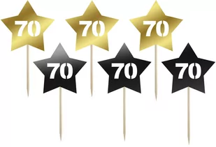 Piki gwiazdki na 70 urodziny - 7 cm - 6 szt. - Urodziny dla dorosłych - miniaturka - grafika 1