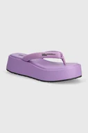 Klapki i japonki damskie - Karl Lagerfeld Jeans japonki WEDGE damskie kolor fioletowy na platformie KLJ87905 - miniaturka - grafika 1