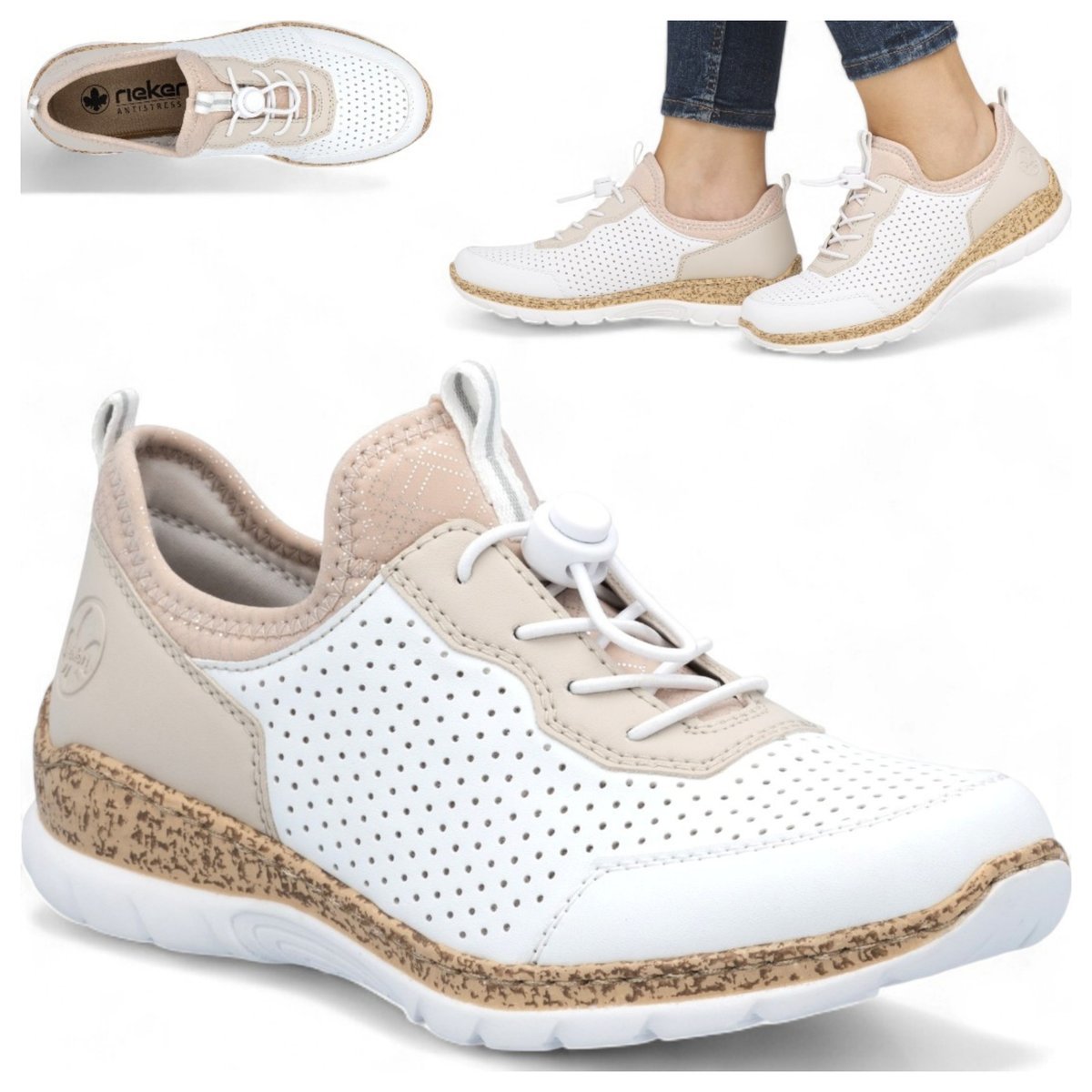 Półbuty Damskie Sportowe Rieker Wygodne Sneakersy Lekkie Białe modne Półbuty Damskie Sportowe 40 Rieker Wygodne Sneakersy Lekkie Białe modne