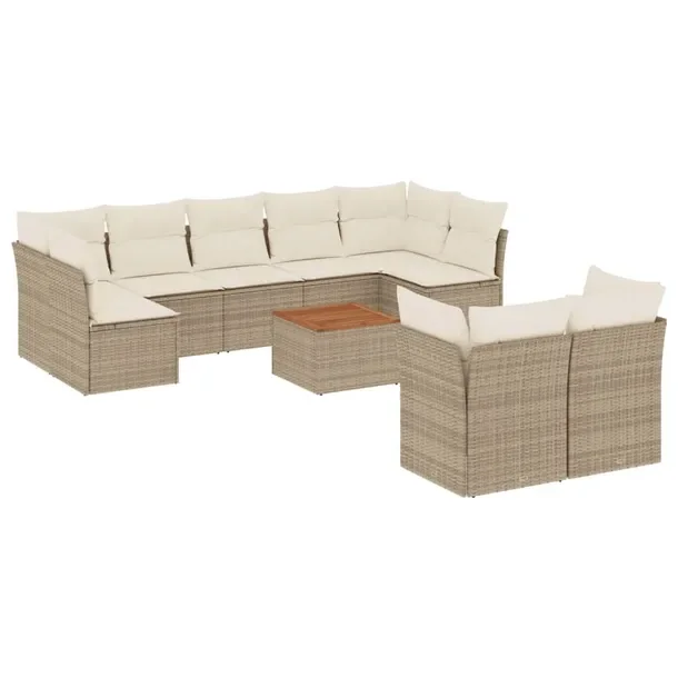 Zestaw mebli ogrodowych modułowych beżowy rattan PE 62x62x69 cm, stolik 5