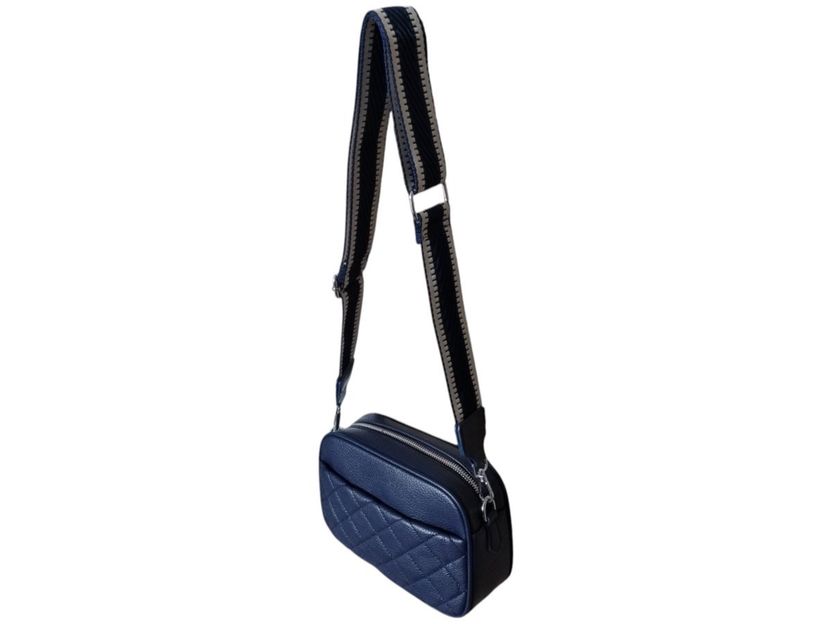 Torebka Damska Niebieska Mała Listonoszka Na Ramię, Modny Kuferek Miejski