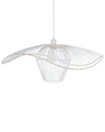Oprawy, klosze i abażury - BELIANI Lampa wisząca biała metalowo-rattanowy klosz oświetlenie - miniaturka - grafika 1