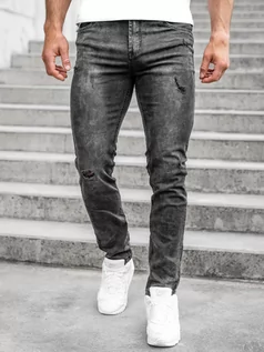 Spodnie męskie - Czarne spodnie jeansowe męskie regular fit Denley K10006-2 - grafika 1