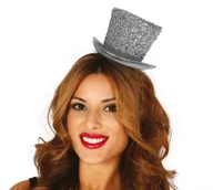 Dodatki do strojów karnawałowych - GUIRCA Mini cylinder na gumce, srebrny OPASKA/0346-G - miniaturka - grafika 1