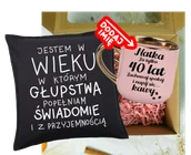 Gadżety dla niej i dla niego - Zestaw prezentowy na 40 urodziny - kubek na 40 z imieniem oraz poduszka - miniaturka - grafika 1