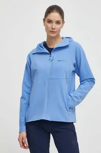 Marmot bluza sportowa Pinnacle DriClime Hoody kolor niebieski z kapturem gładka - Bluzy damskie - miniaturka - grafika 1