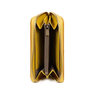 Hexagona Stop RFID Portfel - kompatybilny z kartami kredytowymi, CNI, prawem jazdy i szarymi kartami, dla kobiet, kolekcja ambrozże, skóra owcza obszyta skóra bydlęca ziarnista, Musztarda, Taille - Portfele - miniaturka - grafika 1