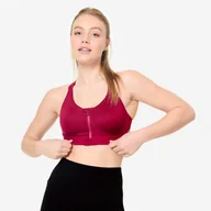 Koszulki sportowe damskie - Stanik sportowy Decathlon zip - miniaturka - grafika 1