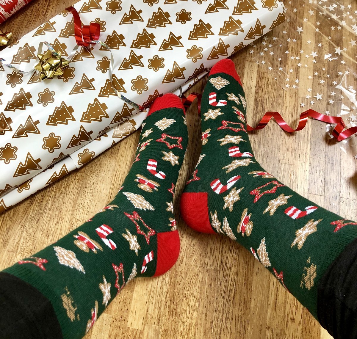 Skarpetki Świąteczne zielone z piernikami