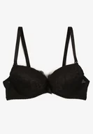 Biustonosze - Czarny Biustonosz o Fasonie Push Up Zdobiony Koronką Morgis - miniaturka - grafika 1