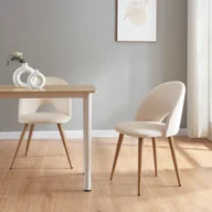 Krzesła - Krzesło do jadalni "Karijoki" zestaw 2 tapicerowanych metalowym aksamitem 77 x 50 x 55 cm Beżowy - miniaturka - grafika 1