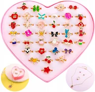 Biżuteria dla dzieci - Zestaw 36 Ozdobnych Pierścionków Biżuterii Dla Dzieci W Serduszko - miniaturka - grafika 1