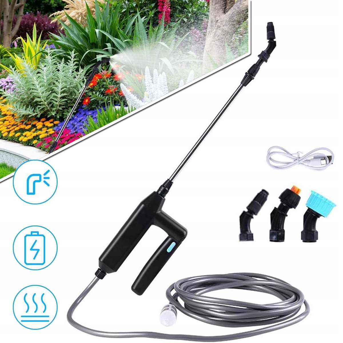 OPRYSKIWACZ OGRODOWY, ELEKTRYCZNY OPRYSKIWACZ OGRODOWY, DO ROŚLIN, 3 DYSZE