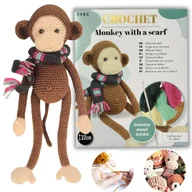 Zabawki kreatywne - ZESTAW Do Szydełkowania Z WŁÓCZKI Maskotka Amigurum Małpka z Szalikiem - miniaturka - grafika 1