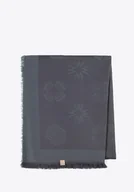 Apaszki i szaliki damskie - Damska chusta z bambusem tkana w monogram grafitowa - miniaturka - grafika 1