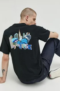 Koszulki męskie - Converse t-shirt bawełniany kolor czarny z nadrukiem - grafika 1