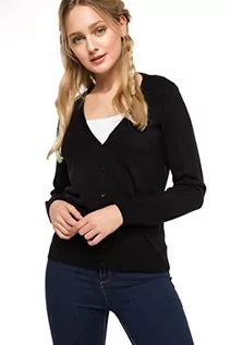 Swetry damskie - DeFacto Kardigan normalny krój dla kobiet kardigan na topy damski (czarny, XXL), czarny, XXL - grafika 1