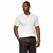 Koszulki męskie - Ażurowa koszulka polo męska z suwakiem w dekolcie biała V1 OM-POSS-0158 XXL - miniaturka - grafika 1