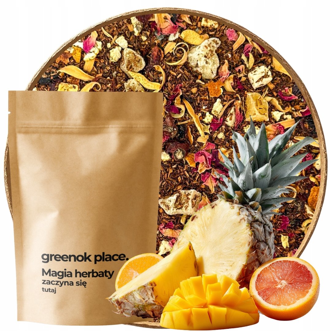Herbata Rooibos Mango Ananas Pomarańcza 1000g owoce egzotyczne 1kg Hurt