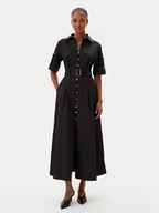 Sukienki - Fracomina Sukienka koszulowa FR25SD3006W52001 Czarny Regular Fit - miniaturka - grafika 1