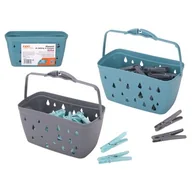 Inne artykuły do sprzątania - Klamerki do bielizny w koszyku ROSA 30 sztuk niebiesko-szary - miniaturka - grafika 1