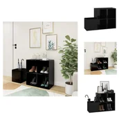 Szafki na buty - vidaXL Szafka na buty do przedpokoju czarny wysoki połysk 105x35.5x70cm materiał drewnopochodny - Półki i szafki na buty - miniaturka - grafika 1