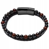 Bransolety męskie - Męska bransoletka pleciona 21 cm - z wyjątkowymi koralikami - miniaturka - grafika 1