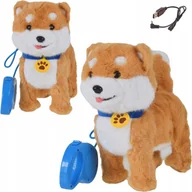 Lalki dla dziewczynek - INTERAKTYWNY PIESEK ZE SMYCZĄ CHODZI SZCZEKA PIES ZABAWKA POMERANIAN PLUSZ - miniaturka - grafika 1