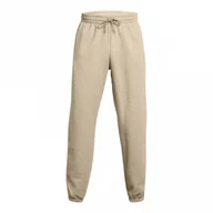 Spodnie sportowe męskie - Męskie spodnie dresowe Under Armour UA Essential Flc Puddle Pant - beżowe - UNDER ARMOUR - miniaturka - grafika 1