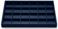 Biżuteria - akcesoria - Wysokiej jakości taca na biżuterię 24 kratki organizer skórzany Niebieski - miniaturka - grafika 1